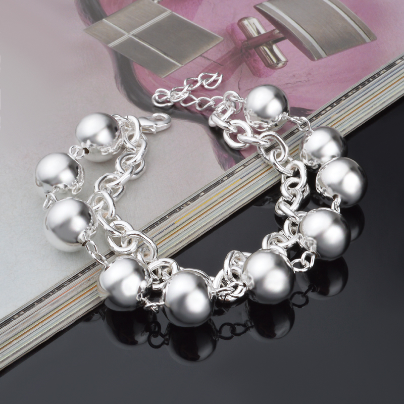 Free Shipping with tracking number Top Sale 925 Silver Bracelet beads Bracelet Silver Jewelry 10Pcs/lot cheap 1566