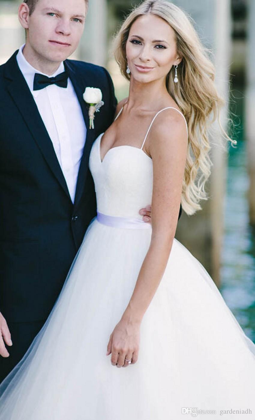 2020 Beach Wedding Dresses New Sweetheart with Lace Corset Bodice Spaghetti Straps Tulle Bridal Gowns Vestido de marriage