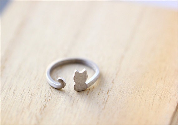 30PCS- R013 Gold Silver Cute Adjustable Cat Ring Lovely Cat Tail Rings Simple Animal Kitty Rings for women Ladies