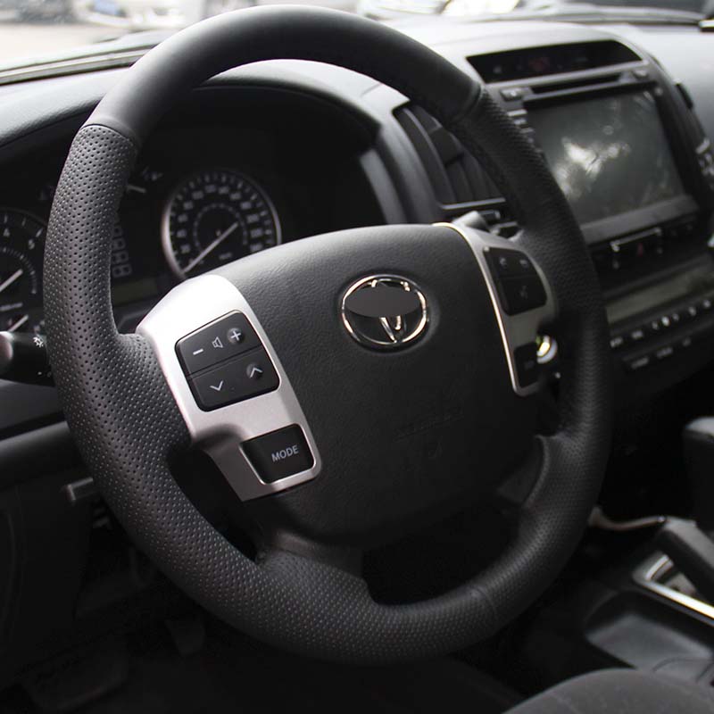 Case for Toyota Land cruiser Steering wheel cover Genuine leather DIY Hand-stitch Car styling Interior decoration