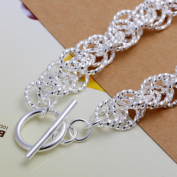 Hot sale gift 925 silver Flash Twist Rough circle bracelet DFMCH240, Brand new 925 sterling silver plated Chain link bracelets high grade