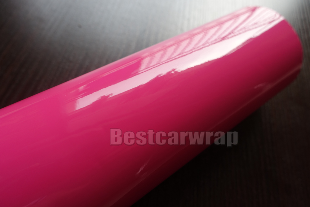 Premium Rose pink 3 Layers Gloss Vinyl wrap High Glossy Car Wrap Film with air Bubble Free vehicle wrap covering foil Size:1.52*20M/Roll 5x65ft Low ta
