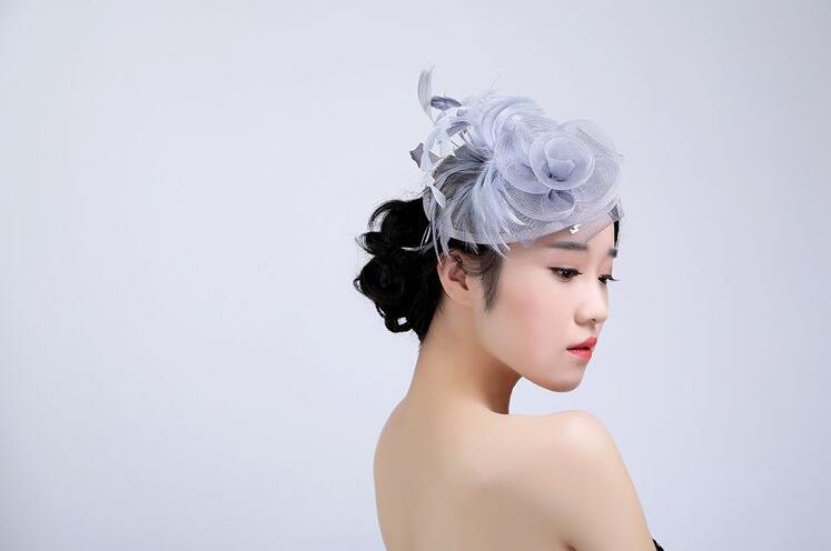 Ostrich hair color lady hat Creative Design hat female hat slap-up party hat bride headdress free shipping HT24