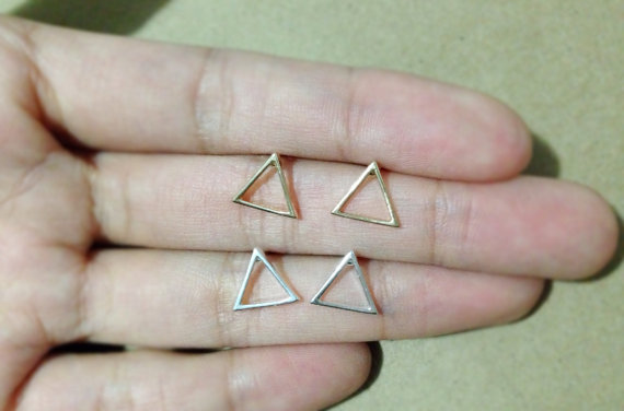 30Pair Tiny Hollow Triangle Stud Earrings Open Line Triangle Earrings Geometric Jewelry for Women