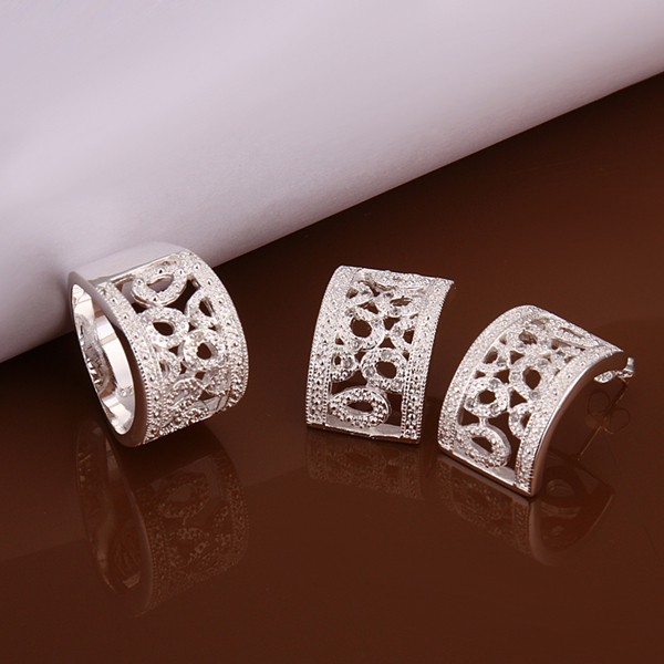High grade 925 sterling silver Ruby hollow piece jewelry sets DFMSS626 brand new Factory direct sale wedding 925 silver earring ring