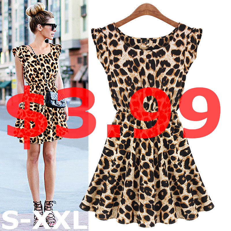 Wholesale-New 2015 Hot Sale Sexy Leopard Women Dress Casual Sleeveless Ruffles Vestidos Dresses Femininos Women Clothing Girl Sundress
Wholesale-New 2015 Hot Sale Sexy Leopard Women Dress Casual Sleeveless Ruffles Vestidos Dresses Femininos Women Clothing Girl Sundress