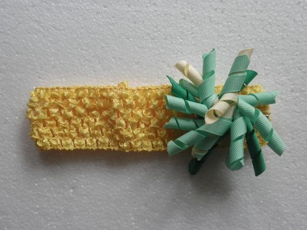 Crochet headbands with korker bows Hair hoop curly ribbon bows korkers Children's headband Head wraps hair band PD011