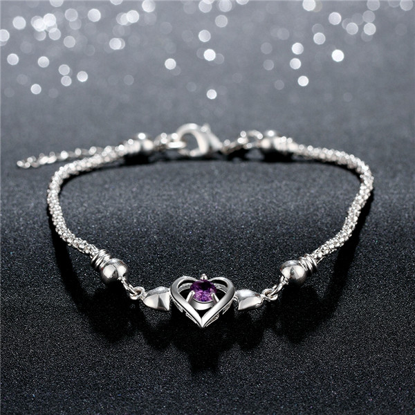 Hot sale gift 925 silver Hollow Heart Bracelet group DFMCH384,Brand new sterling silver plated Chain link gemstone bracelets high grade