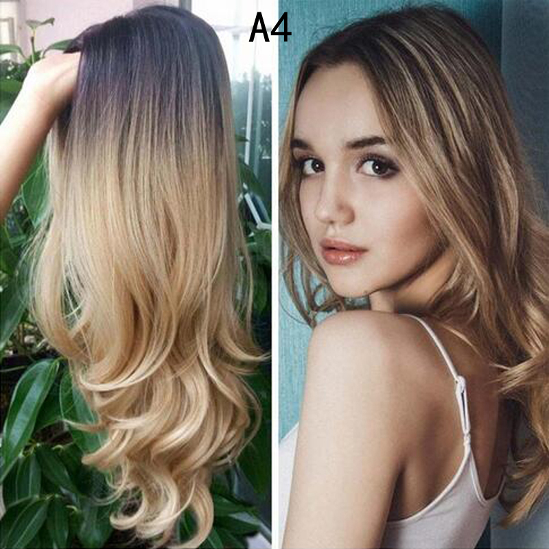 Long Hair Wigs High Density Temperature Swiss Hair Synthetic Wigs Ombre Grey Color Cosplay Wigs For Black/White Women