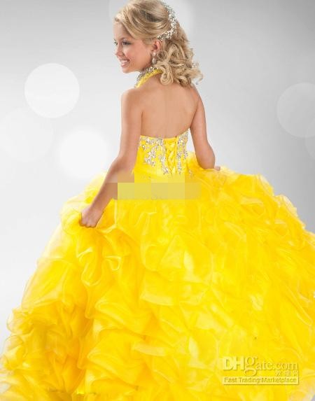 Yellow Girl039s Pageant Dresses Floor Length Ruffled Ball Gown Princess Party Gowns Ritzee Girls Special Occasion Dress