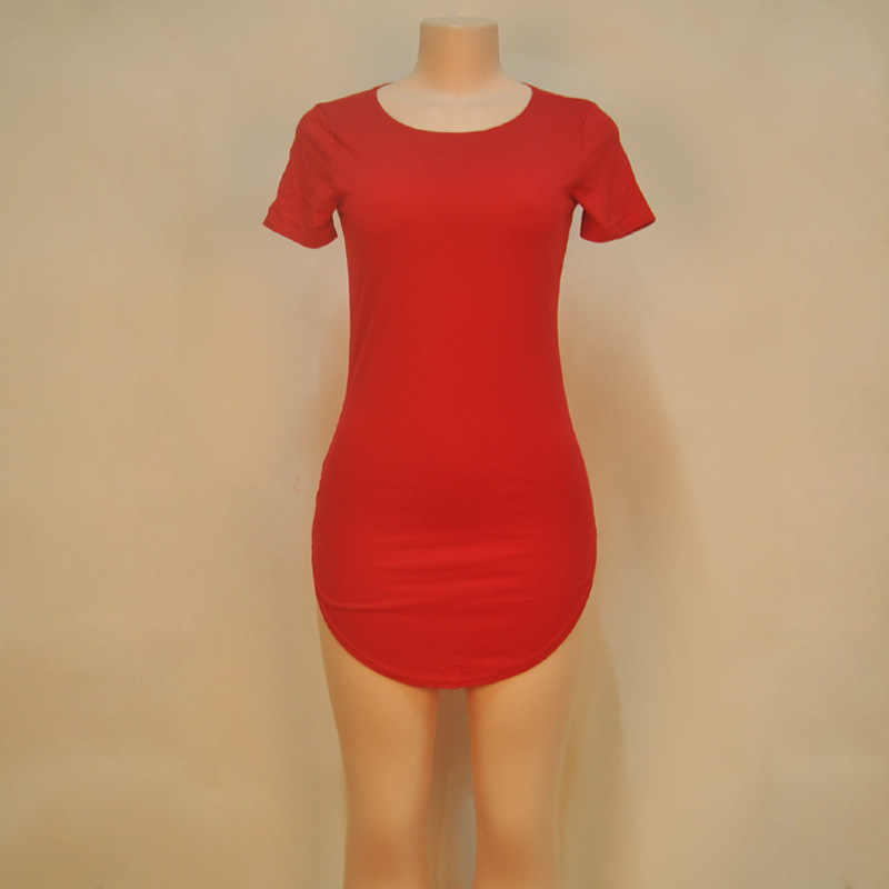 Women Sexy Pure color dress Dressed short sleeve mini-skirt Night Club Irregular big yards Dress Multi Size gifts