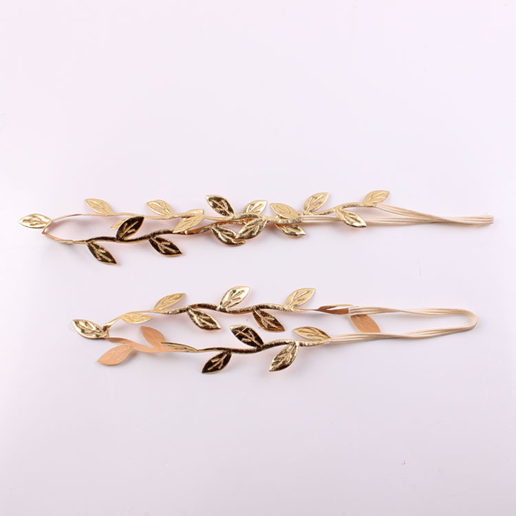20PC Mommy Me Gold & silver olive leaves Leaf Headband Embossing Hair band Fashion Boho Baby Girl women Head Wrap flower hair garland FD6581