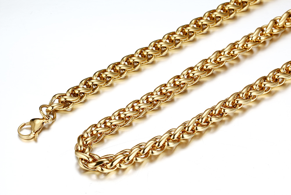 Outstanding Top Selling Gold 7mm Stainless Steel ed Wheat Braid Curb chain Necklace 28quot Fashion New Design For Men039