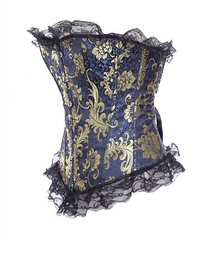 Fashion Slim Womens Plus Size S-6XL Royal Court Printed Embroidery with Lace Trim Big Lady Burlesque Bustier Overbust Corset Top Drop Ship