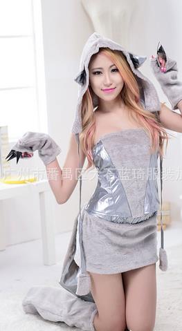 Newest Sexy Furry Fasching Wolf Cat Girl Halloween Costume Cosplay Fancy Party Dresses Full Set Xmas party clothing gift