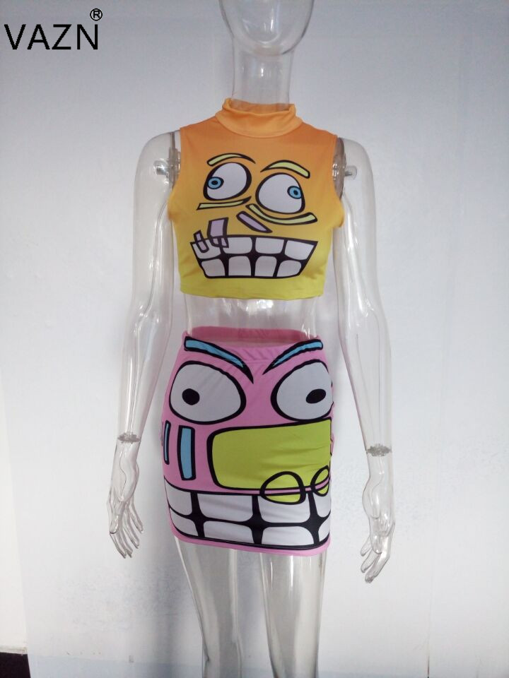 2016 Hot fashion ladies 2 piece print dresses sexy summer dress novelty bandage bodycon dress L0068 q1118