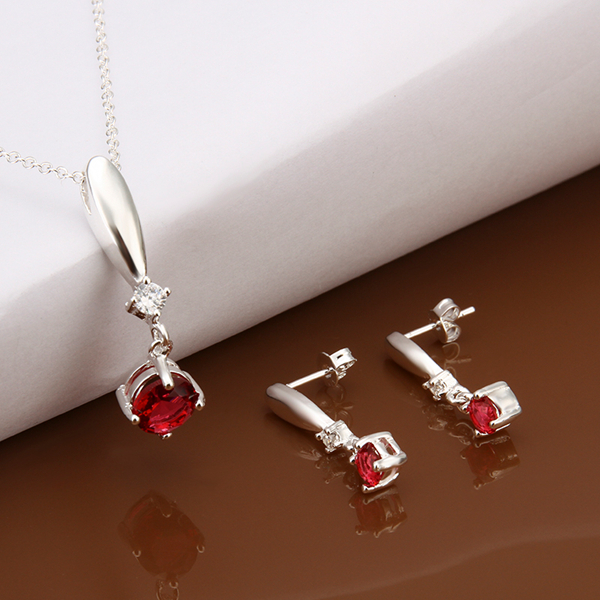 High grade 925 sterling silver Piece Sapphire jewelry sets DFMSS535 brand new Factory direct sale wedding 925 silver necklace earring