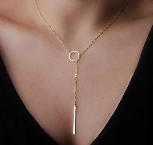 Simple Metal Bar Pendant Necklace Zinc Alloy Gold Silver Plate Round Ring Circle Charm Strip Chain Necklaces for Women Short Cavicle Chain
Simple Metal Bar Pendant Necklace Zinc Alloy Gold Silver Plate Round Ring Circle Charm Strip Chain Necklaces for Women Short Cavicle Chain