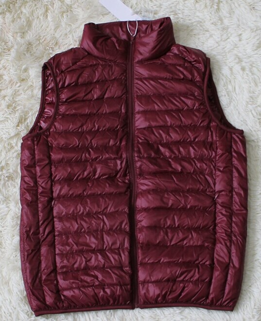 Fall-Men stand collar down jacket vest sports outdoor winter packable & portable duck down jacket no sleeve thermal vest ultra light