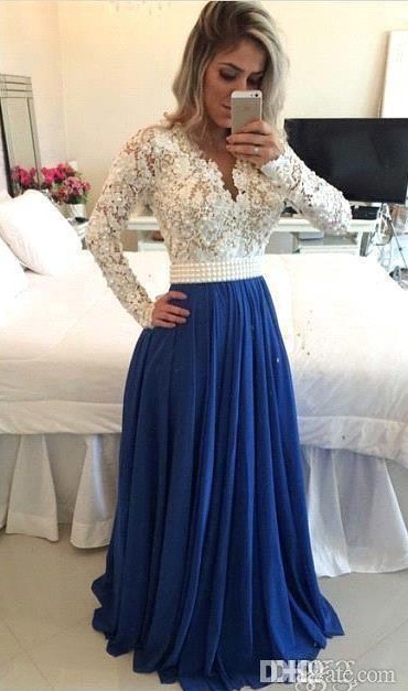 Muslim Islamic Lace Prom Dresses Chiffon Dubai Kaftan Beads Long Sleeves Evening Dresses Graduation Party Gowns V Neck Bridesmaid Dress 0510