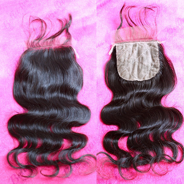 Silk Base Lace Closures Body Wave 3 Layers Base Natural Human Skin Scalp Brazilian Virgin Unprocessed Human Hair Weaves Closure with Baby Hair Pieces 