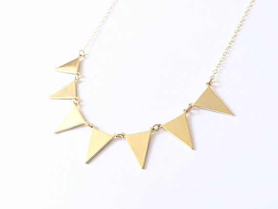 30PCS Gold Silver Bunting Necklace Simple Spike Arrow Necklace European Little Multiple Flags Necklace Triangles Necklaces