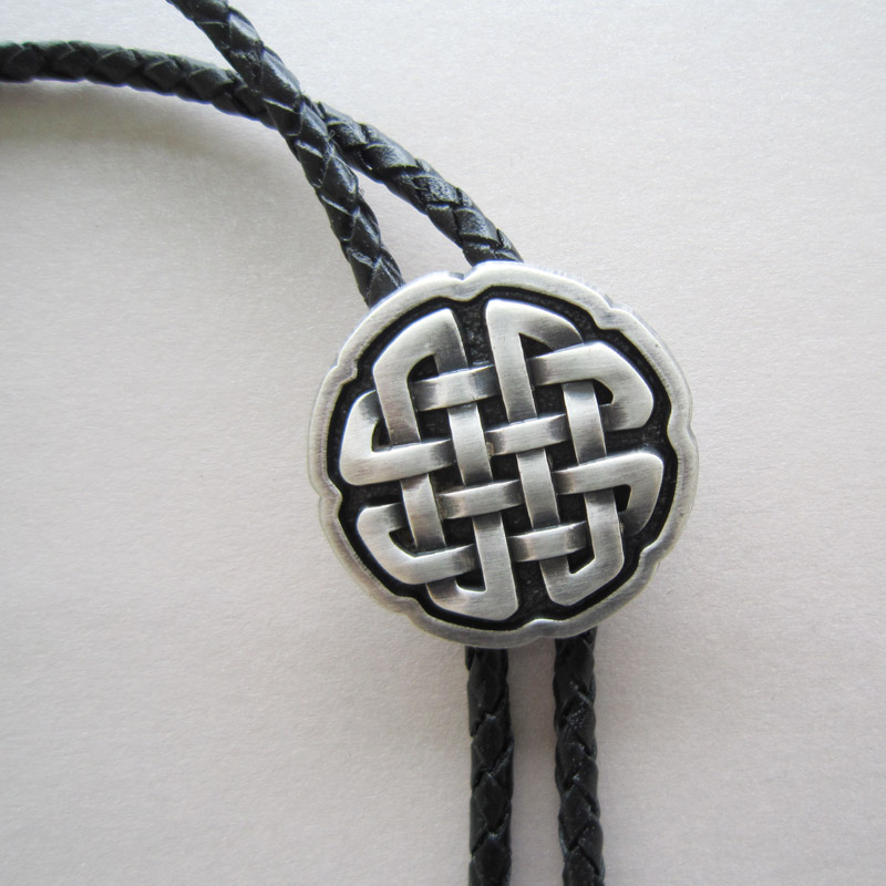 Original Antique Real Silver Plated Celtic Knot Bolo Tie Necklace BOLOTIE-070SL Free Shipping Brand New In Stock
