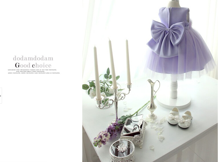 2015 New Lovely Bridal Flower Lavender Children Dresses Sleeveless Tulle Flower Waistband Bow Sweet Little Girls Pageant Dresses Customized