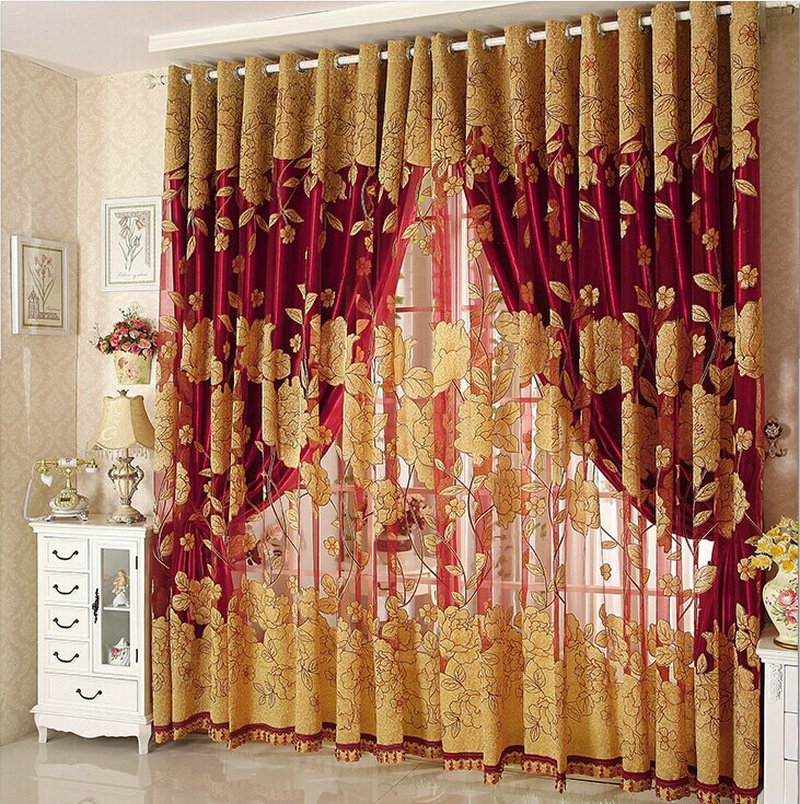 New Arrival Curtains Luxury Beaded For Living Room Tulle +Blackout Curtain Window Treatment/drape In Brown/Red Freeshipping от DHgate WW