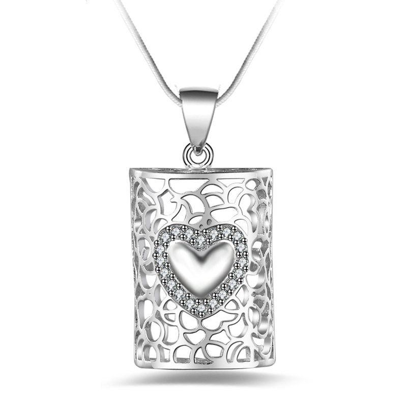 Free shipping fashion high quality 925 silver Heart cards With diamond jewelry 925 silver necklace Valentine's Day holiday gifts hot 1641