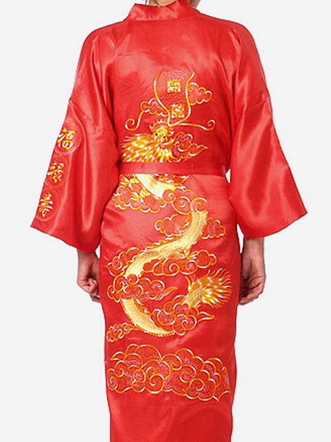 Wholesale-Chinese men's silk/satin bathrobe robe/gown M L XL XXL