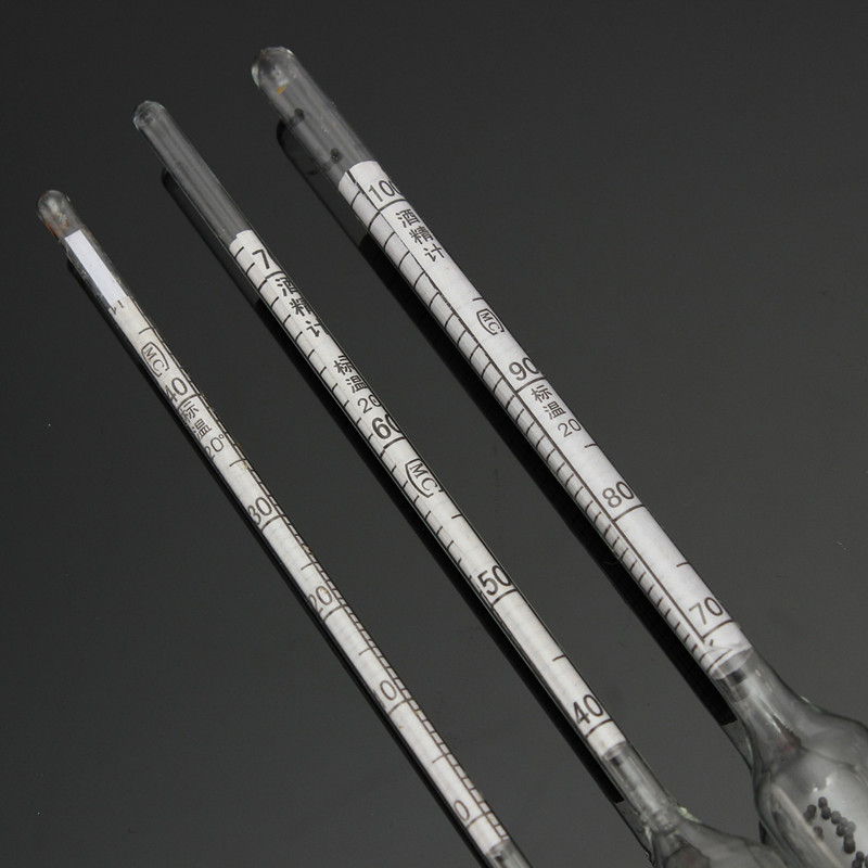 Wholesale-3pcs Alcoholmeter Vinometer Measure Proof 0-100% Distilled Spirit w/Hydrometer Free Shipping
