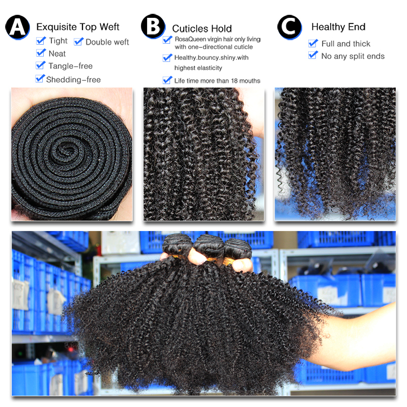 Mongolian Afro Kinky Curly Virgin Hair Kinky Curly Hair Weaves Human Hair Extension Natural Color Double Wefts Dyedable