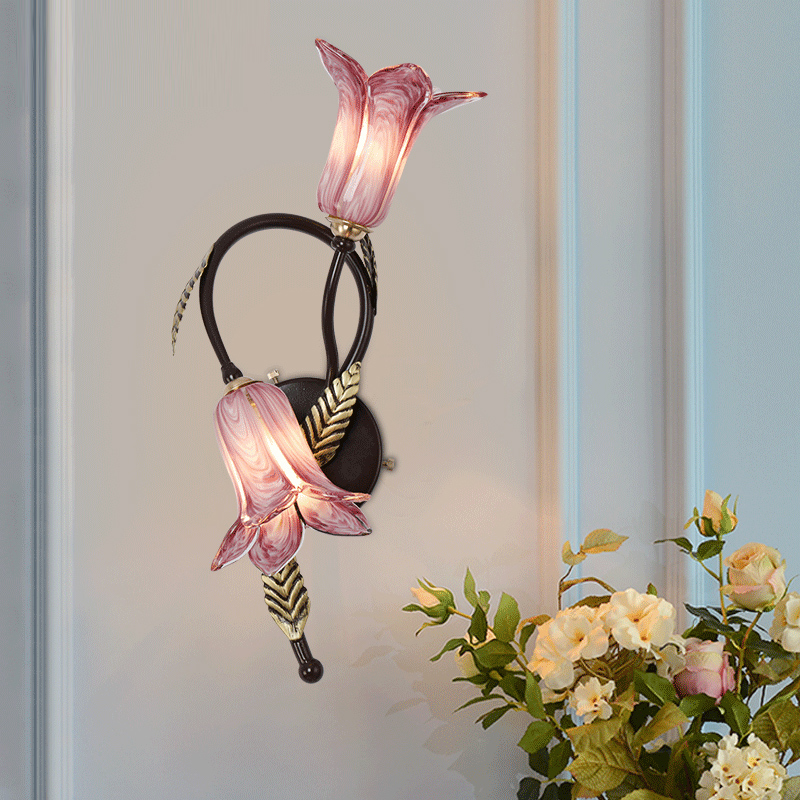 American Background Wall Lights Jardin Modern Garden Fleurs Salle à manger Chambre à coucher de chevet LED lampe murale simple Simple Escalier d'