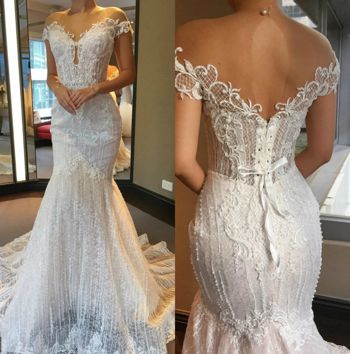 Sexy Mermaid Wedding Dress China Lace Applique Beads Sweetheart Neck Sweep Train Illusion Custom Made Wedding Dresses Bridal Gowns, Custom made from color chart
Sexy Mermaid Wedding Dress China Lace Applique Beads Sweetheart Neck Sweep Train Illusion Custom Made Wedding Dresses Bridal Gowns, Custom made from color chart