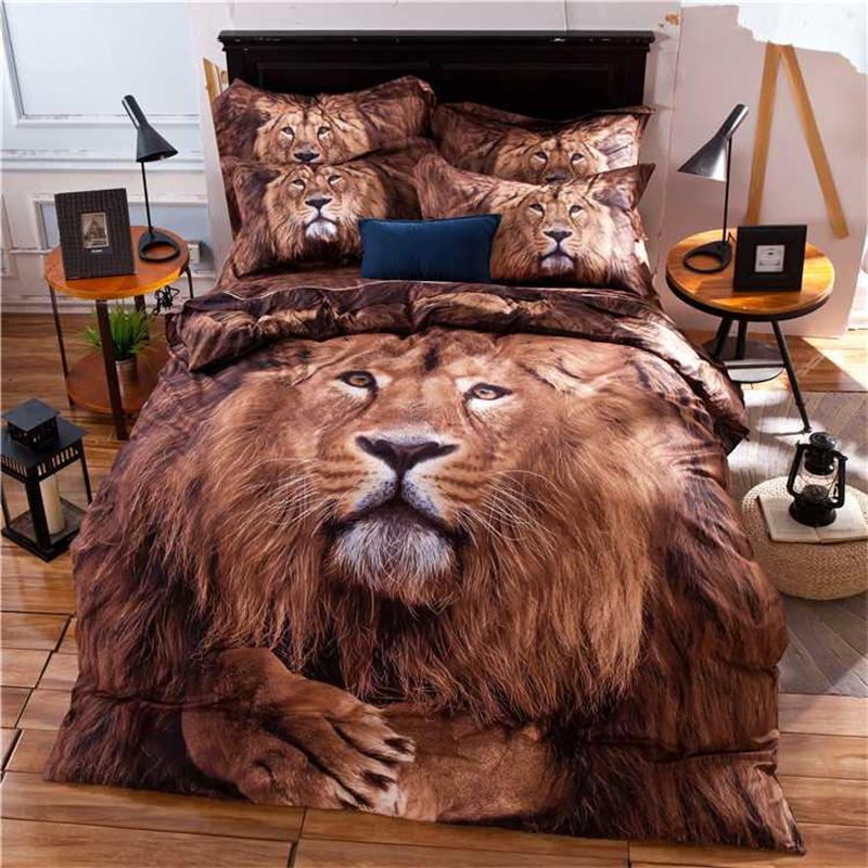 Wholesale New Product 3d Oil Painting Lion King Mens Bedding Set