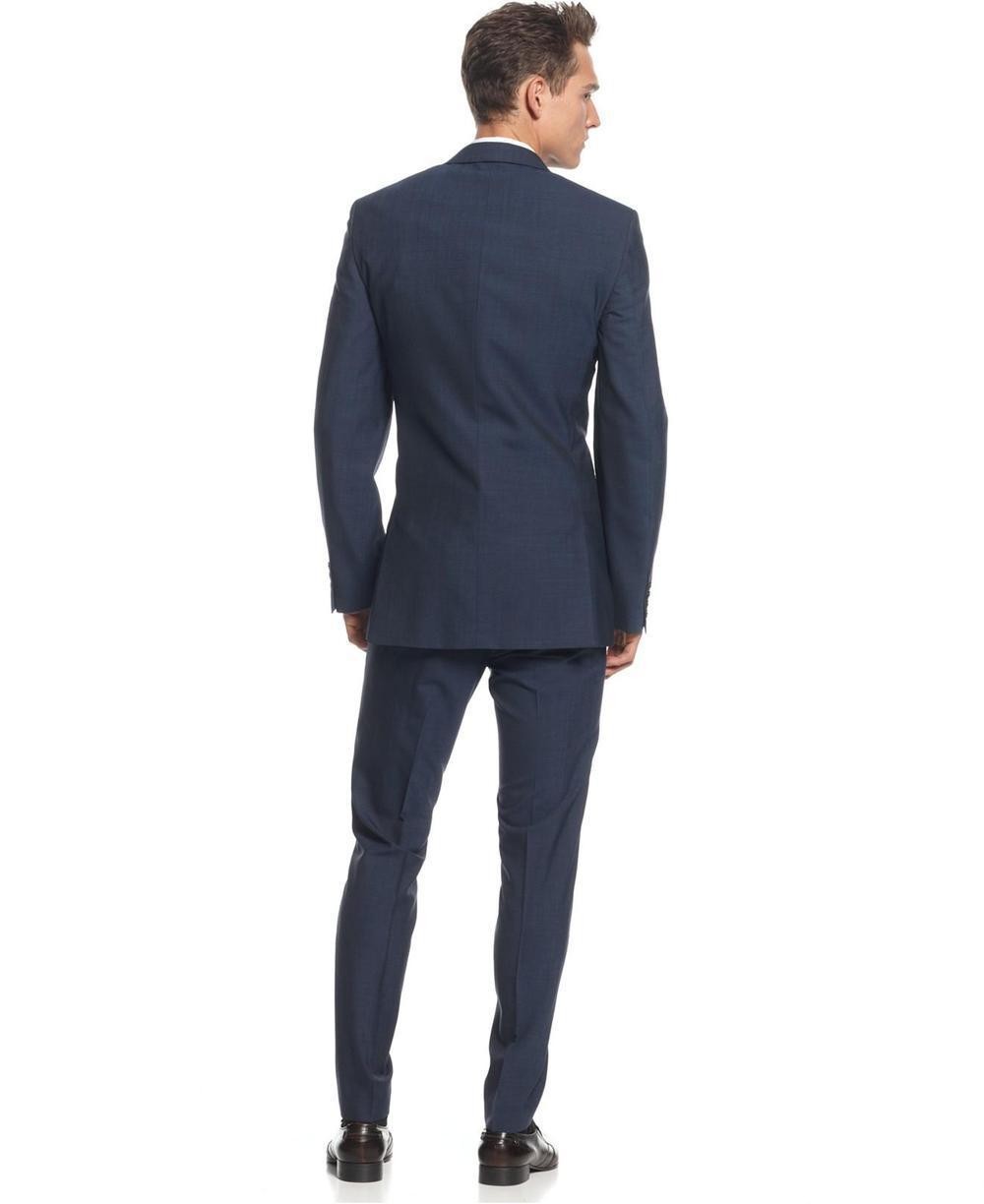 Side Vent Groom Tuxedos Navy Blue Groomsmen Notch Lapel Best Man Suit/Bridegroom/Wedding/Prom/Dinner Suits (Jacket+Pants+Tie+Vest) K593