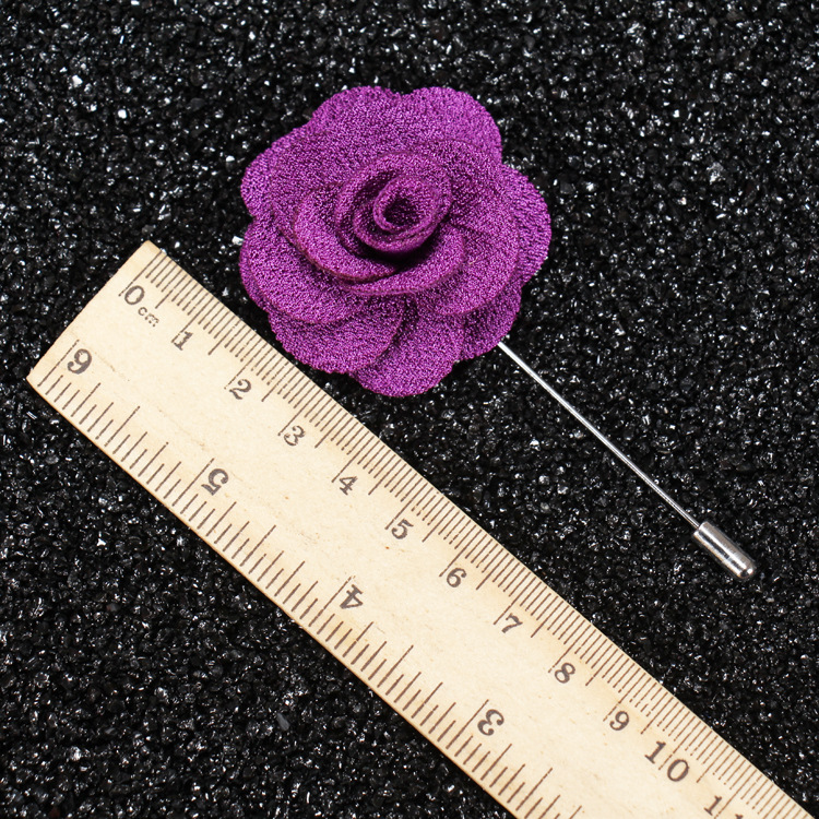 2017 Lapel Flower Man and Woman Camellia Handmade Boutonniere Stick Brooch Pin Men's Accessories in 22 Colors
