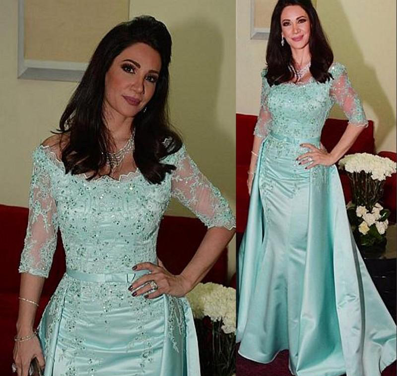 Elegant Vintage 3 4 Illusion Sleeves Mother of the Bride Dresses Applique Formal Godmother Women Wear Evening Wedding Guests Dress Plus Size