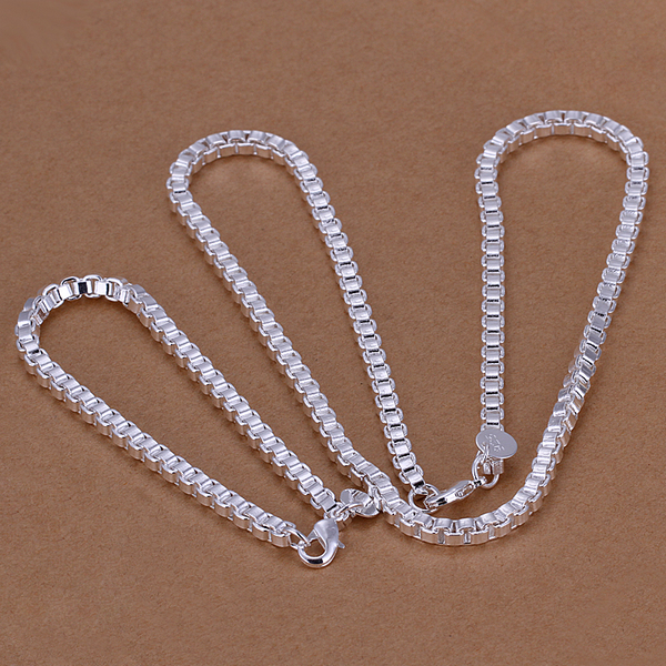 High grade 925 sterling silver Insets heart lock, flower spoon piece jewelry set DFMSS031 brand new 925 silver necklace bracelet