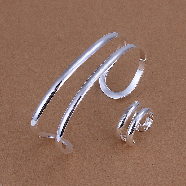 High grade 925 sterling silver Two flat wire bracelet rings jewelry set DFMSS233 Factory direct sale 925 silver bracelet ring