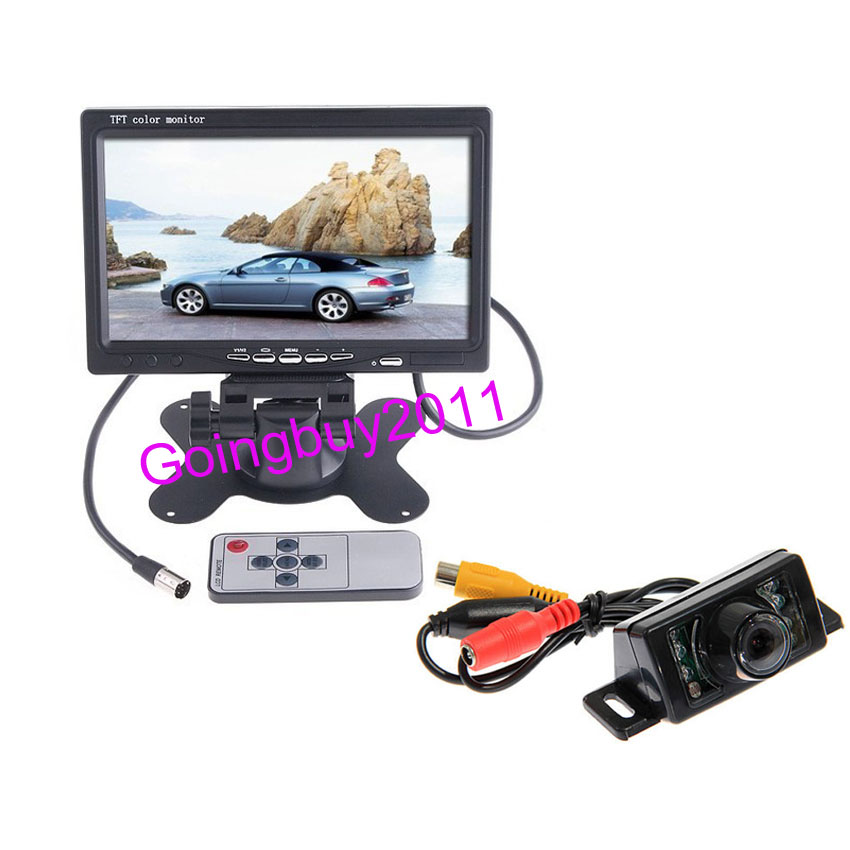 7" LCD Monitor Car Rear View Kit + 7 IR LED Night Vision Reversing Backup Camera Waterproof 10pcs/lot
