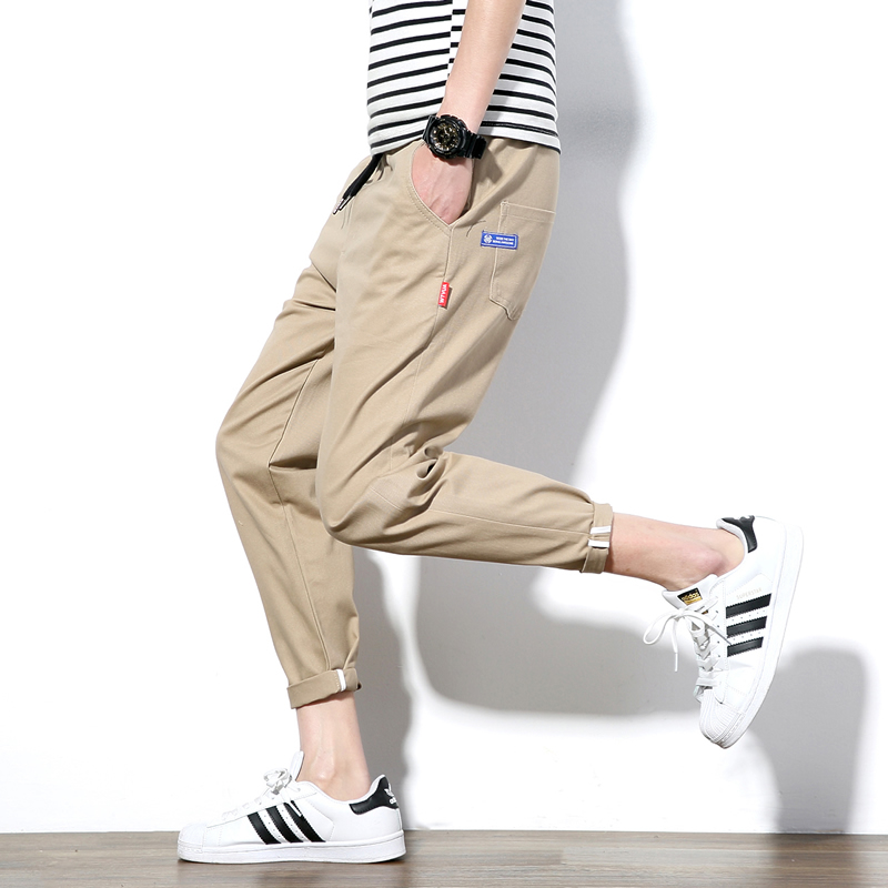 Wholesale- 2017 Summer Style Casual Pants Men Khaki Army Green Ankle Length Men Pants Korean Slim Fit Cotton Male Trousers Plus Size 5XL