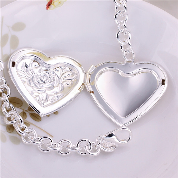 Hot sale gift 925 silver Closed heart-shaped bracelet DFMCH347,Brand new fashion 925 sterling silver plated Chain link bracelets high grade