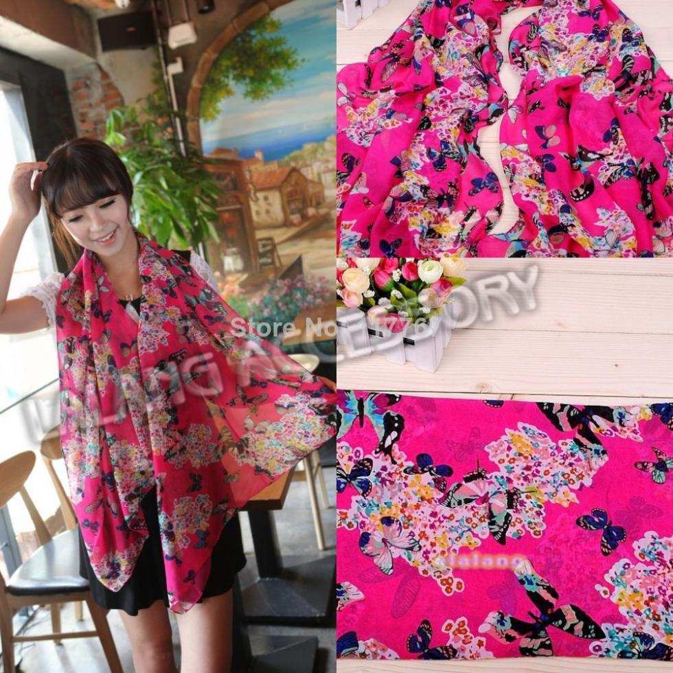 Hot !!!1pcs Fashion Butterfly scarf women's scarf long shawl spring silk pashmina chiffon infinity scarf free shipping bz671642