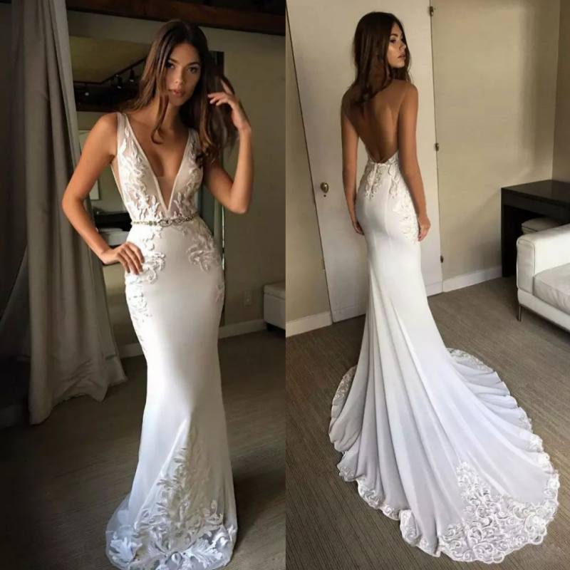 Attractive Mermaid Berta Wedding Dresses Lace Appliqued V Neck Backless Bridal Gowns Beaded Sash Plus Size Chiffon Vestidos De Nnovia, White
Attractive Mermaid Berta Wedding Dresses Lace Appliqued V Neck Backless Bridal Gowns Beaded Sash Plus Size Chiffon Vestidos De Nnovia, White
