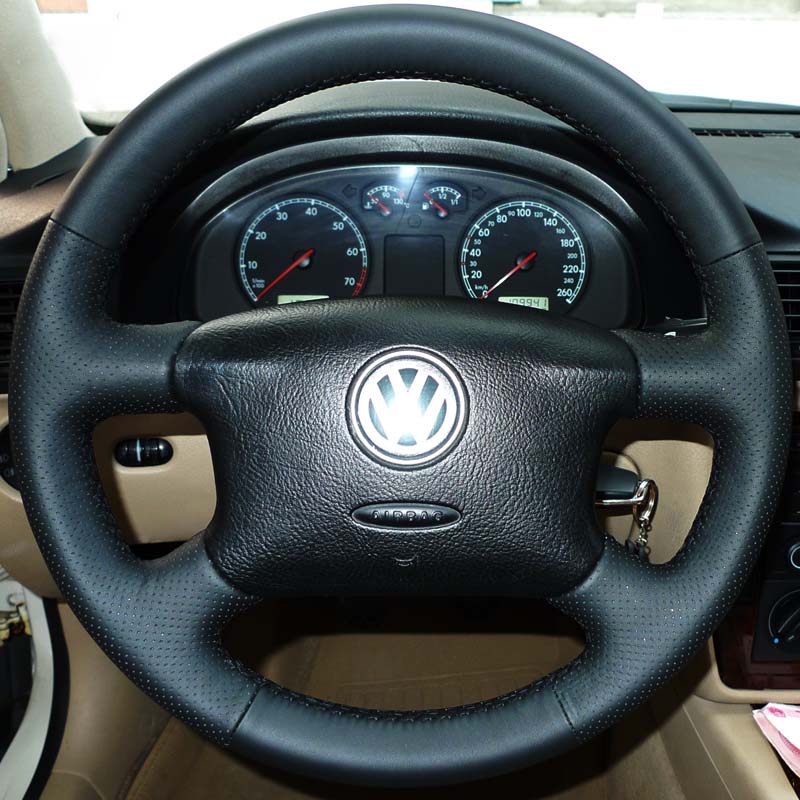 Steering wheel cover Case for Volkswagen VW old PASSAT B5 B6 Genuine leather DIY Car styling