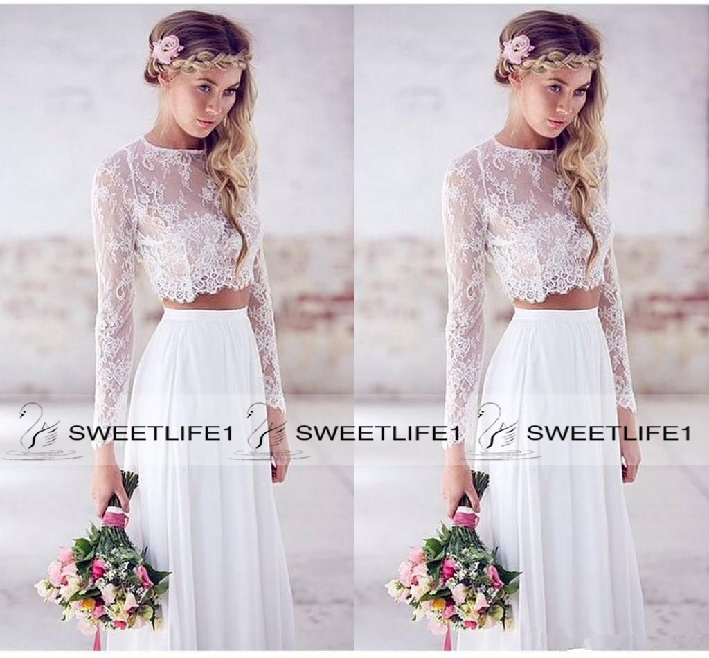 2020 Two Pieces Lace Top Chiffon Skirt Beach Wedding Dresses Long Sleeves Lace Bridal Gowns Custom Made A Line Bride Party Wear, Red
2020 Two Pieces Lace Top Chiffon Skirt Beach Wedding Dresses Long Sleeves Lace Bridal Gowns Custom Made A Line Bride Party Wear, Red