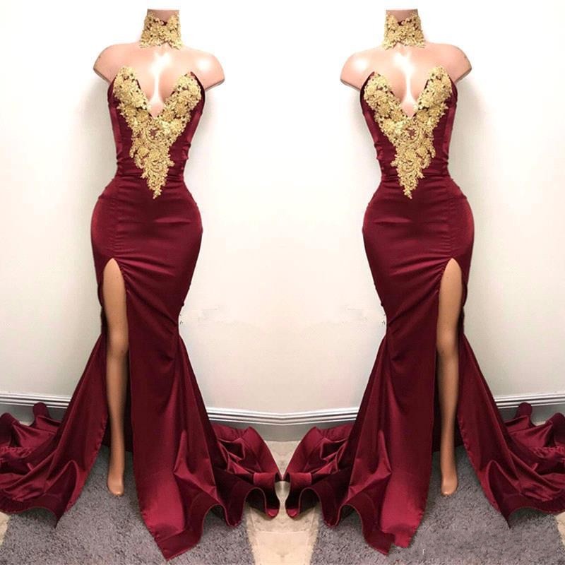 Burgundy High Split Prom Dresses Gold Appliques Sexy Strapless V Neck Evening Gowns Sweep Train Mermaid Formal Party Dress Women Vestidos, Light purple
Burgundy High Split Prom Dresses Gold Appliques Sexy Strapless V Neck Evening Gowns Sweep Train Mermaid Formal Party Dress Women Vestidos, Light purple