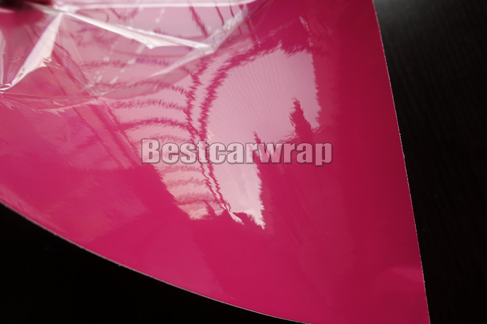 Premium Rose pink 3 Layers Gloss Vinyl wrap High Glossy Car Wrap Film with air Bubble Free vehicle wrap covering foil Size:1.52*20M/Roll 5x65ft Low ta